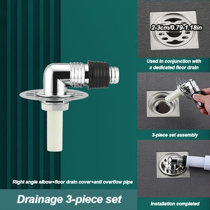 Conector de desagüe para <span class=keywords><strong>lavadora</strong></span>, <span class=keywords><strong>codo</strong></span> de ángulo recto, juego de 3 piezas, tubería de desagüe, prevención de olores de alcantarillado, prevención de desbordamientos, en T para baño - Product Image 4