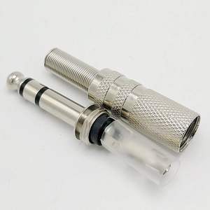 Connecteur audio/vidéo 6,35 mm mâle argenté, compatible avec les appareils multimédias, idéal pour les transmissions et les connexions - Product Image 1