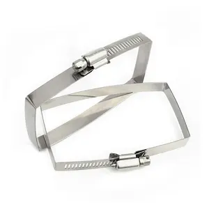 China Stainless Steel Square Hose Clips Tension Band Hose Clamp For Tube