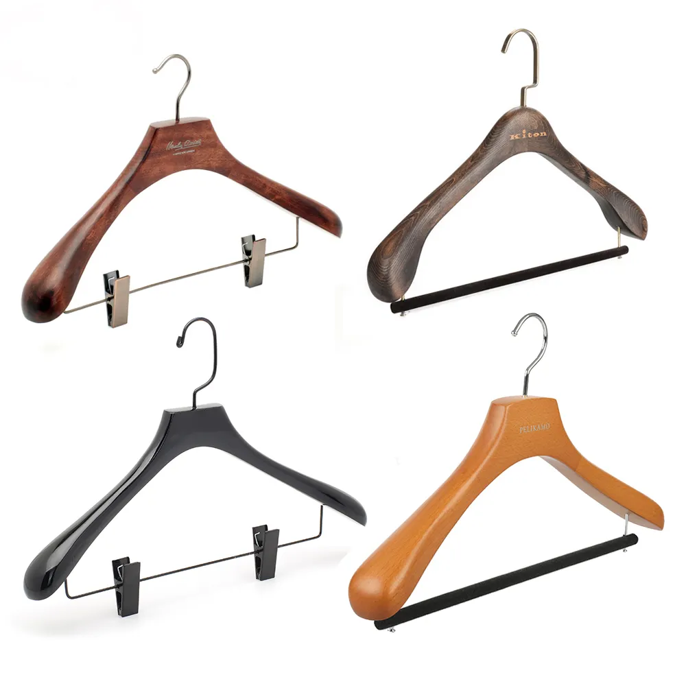 Custom Different Effect Fashion Brand Luxury Wooden Suit Top Hangers Manufacturer