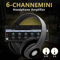 Amplificateur de casque stéréo 6 canaux STABCL S-600 avec adaptateur secteur DC 12V, interface d'entrée/sortie 6,35 mm