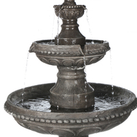 Fontaine sur piédestal moderne en fibre de verre à 2 niveaux, grande taille, pour jardin, décoration extérieure de la maison