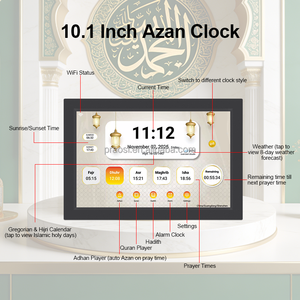 Reloj Digital LED Azan con <span class=keywords><strong>Horarios</strong></span> de Oración Mundiales, Reproductor de Corán Completo, Calendario Islámico, Arte Islámico, Reloj de Pared/Escritorio - Product Image 3