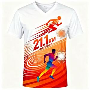Camiseta de running personalizada barata con logo para maratón, publicidad, impresión 3D, poliéster, sublimación, camisetas en blanco. - Product Image 1
