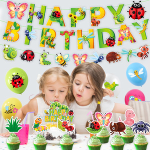 Côn trùng chủ đề bữa tiệc sinh nhật ảnh đạo cụ trang trí mùa xuân côn trùng bướm chuồn chuồn biểu ngữ bóng bánh Topper Bộ - Product Image 4