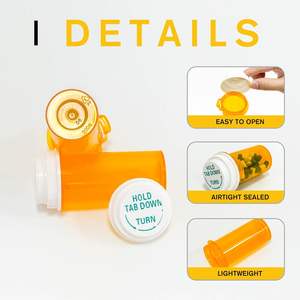 Flacons à pilules vides 13DR 20DR pour médicaments sur ordonnance, avec languette réversible et bouchon à sécurité enfant - Product Image 6