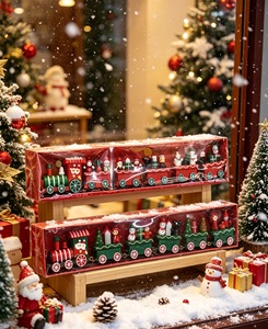 Wooden <b>Train</b> <b>Christmas</b> Wooden <b>Train</b> <b>Set</b> with Santa & Snowman Figurines Hand-Painted Wooden Holiday <b>Train</b> Toy for Kids - Product Image 2