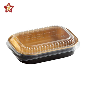 Contenedor Rectangular Desechable de Papel Aluminio Negro Dorado con Tapa, Bandeja de Papel Aluminio para Empacar Alimentos para Llevar - Product Image 3