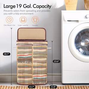 Panier à linge pliable en bambou durable avec couvercle, taille et logo personnalisables pour l'organisation domestique - Vente en gros - Product Image 4