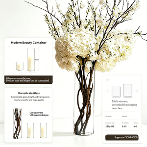 Jarrón Cilíndrico Alto de Vidrio para Propagación de Plantas, Jarrón para <span class=keywords><strong>Girasoles</strong></span>, Hortensias y Rosas, para Decoración Moderna de Sala de Estar o Mesa - Product Image 2