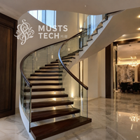 Escalier Courbé de Luxe sur Mesure pour Villa Designer, Conception Directe Usine en Collaboration