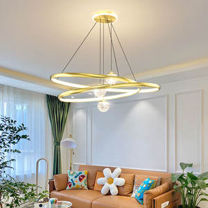 Lámpara colgante de aluminio con anillo Led nórdico, lámpara colgante de oro colgante circular para comedor, sala de estar y dormitorio - Product Image 5