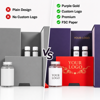 Boîte à compléments alimentaires magnétique violette écologique avec couvercle rabattable, logo personnalisé, boîte cadeau premium pour capsules nutritionnelles, vitamines et protéines