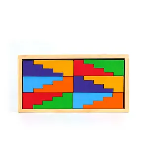 Set di blocchi giocattolo in legno per grandi scale colorate Set di scale a gradino arcobaleno 12 pezzi