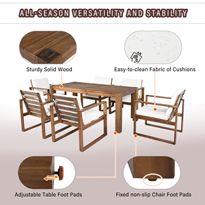 <span class=keywords><strong>Ensemble</strong></span> de table et de chaises de jardin en bois de <span class=keywords><strong>teck</strong></span> avec tissu en maille moderne pour salon, restaurant et cour - Product Image 3