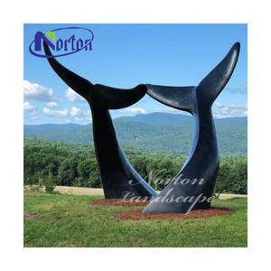 Sculture di animali in metallo da giardino all'aperto grande statua in bronzo con coda di balena in bronzo - Product Image 1