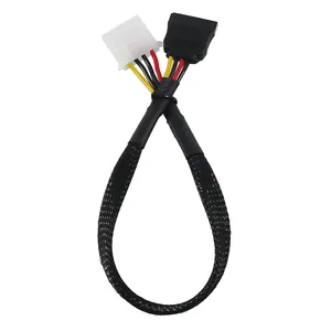 IDE Power Supply Cable Molex 4pin to SATA 15pin Serial ATA Nylon Braided Female to Female for Hard Disk