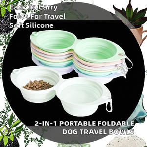 2-in-1 Portable Rounded Silicone <b>Dog</b> Travel Bowls Foldable Collapsible with <b>Hook</b> for Feeding Your Furry Friend On-The-Go - Product Image 2