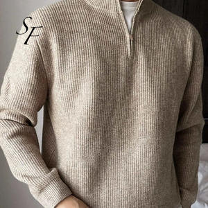 Индивидуальный высококачественный осенний и зимний вязаный кашемировый пуловер на молнии повседневный теплый и удобный свитер мужской свитер - Product Image 6