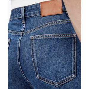 Jeans de Mezclilla de Pierna Recta Holgados de Cintura Alta para Mujer, Estilo Casual, Lavado, con Parches, a la Moda - Product Image 4