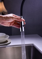 Robinet de cuisine extractible Pure Water, corps en laiton massif, plusieurs couleurs (chromé/noir/gunmetal), avec tuyaux d'installation complets