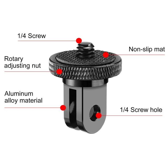 Aluminum Alloy 1/4 Screw Adapter for Action Camera Hot Shoe Flash Mount Tripod Mount Compatible for Hero
