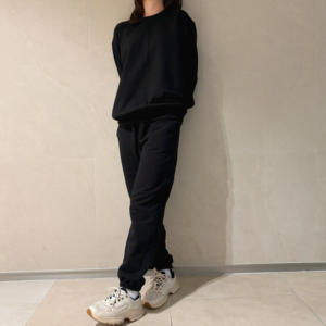 Sweat-shirt en molleton uni polyester/coton 405 g/m² respirant, col rond, style coréen minimaliste, chaud et décontracté pour l'hiver - Product Image 3