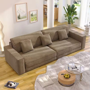 Sofá Grande de <span class=keywords><strong>Dos</strong></span> <span class=keywords><strong>Plazas</strong></span> con Asientos Profundos, Tapizado en Tela con Relleno de Esponja, Estructura de Madera Sólida, Diseño Moderno para Sala de Estar de Apartamento - Product Image 4