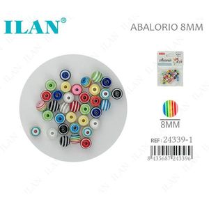 Perline a strisce ILAN Abalorio da 8 mm per la creazione di gioielli - Product Image 1
