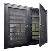 Fenêtre à battant de sécurité en alliage d'aluminium avec grille de protection, moustiquaire, insonorisation, verre trempé double vitrage moderne et économe en énergie