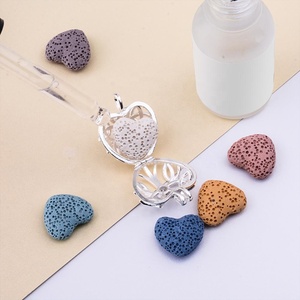 ארומתרפיה kolye kolye ארומתרפי תליון תליון לב לבה אבן לב לבה אבן שמן אתרי כסף מותאם אישית שרשרת ריח - Product Image 4