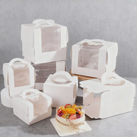 Luxe 6 8 10 12 pouces voir à travers clair décoratif trois couches Extra grand blanc carré fête anniversaire gâteau boîte avec couvercle en papier