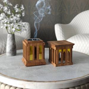 Soporte de incienso de madera Madkhan decorativo para decoración de Ramadán Quemador de madera hecho a mano para el hogar y la decoración islámica - Product Image 3