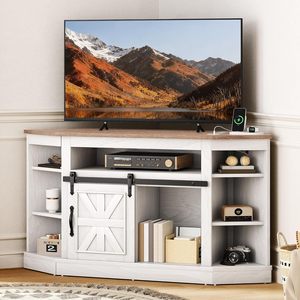 <span class=keywords><strong>Mueble</strong></span> de <span class=keywords><strong>TV</strong></span> <span class=keywords><strong>Esquinero</strong></span> Moderno de <span class=keywords><strong>55</strong></span>-59 <span class=keywords><strong>Pulgadas</strong></span>, Centro de Entretenimiento Estilo Rústico con Almacenamiento, Tomacorriente y Puerta Corredera Tipo Granero - Product Image 1
