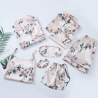 Ensemble de pyjama décontracté en satin de polyester tissé doux pour femmes, avec tissu respirant à séchage rapide et taille élastique