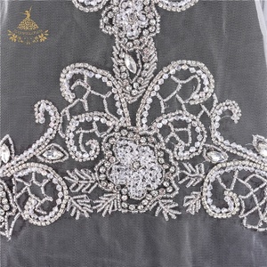 Dra087 sang trọng bạc tôn tạo váy cưới thời trang pha lê vạt áo các bản vá lỗi với Motif thạch SEW-on kỹ thuật - Product Image 4