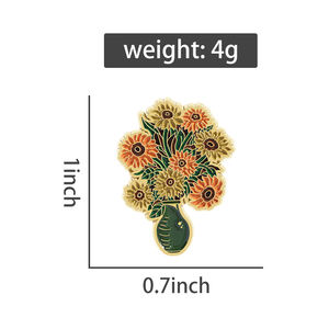 Pin de esmalte de girasol de Van Gogh, broche inspirado en el arte, insignia para ropa, mochila, regalo de joyería, venta al por mayor - Product Image 6