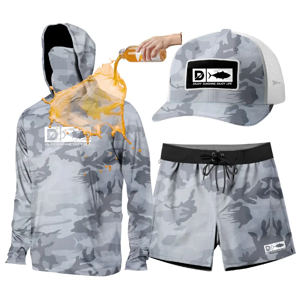 Custom New Waterproof Antifouling Fishing Suit Shirt Sublimation Upf50+ Breathable Quick Dry Lightweight Long Sleeve Fishing Hoo