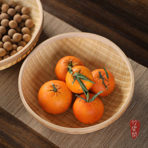 Bamboo Woven Fruit <b>Basket</b> Round Handmade Food <b>Storage</b> Container Kitchen Use - Product Image 3
