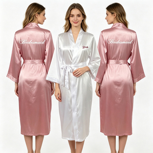 <strong>Personalised</strong> Logo Custom Name <strong>Robe</strong> Satin Kimono Dress Gown Luxury Bathrobe Woman Bridal Long Silk <strong>Robe</strong> High-quality Long Sleeve - Product Image 2