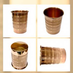 Premium Handmade Copper <b>Tumbler</b> with Textured Bands Polished Finish Traditional Copper Drinking <b>Glass</b> Reusable Water <b>Tumbler</b> - Product Image 4