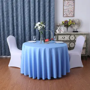 Lüks Polyester pamuk masa örtüsü düz örgü katı 120 beyaz yuvarlak masa örtüsü için otel düğün