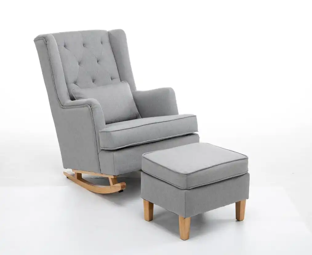 Goedkope Prijs Moderne Ouderen Massief Houten Meubelen Vrijetijdsbesteding Lounge Sofa Stof Schommelstoel