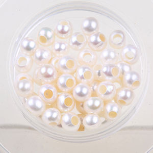 Natürliche Runde Süßwasser Perle Lose Perle Mit <span class=keywords><strong>2mm</strong></span> Große Loch - Product Image 1