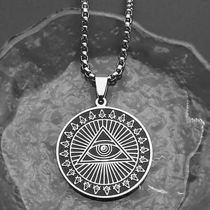 Tutto l'<span class=keywords><strong>occhio</strong></span> che vede scongiura i gioielli di moda egiziani in acciaio inossidabile misteriose collane massoniche <span class=keywords><strong>occhio</strong></span> del ciondolo della provvidenza - Product Image 3