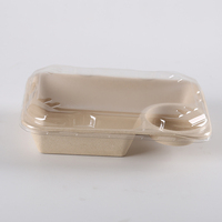 Boîte à lunch jetable en bagasse de canne à sucre avec compartiment à sauce, en papier couché biodégradable et écologique