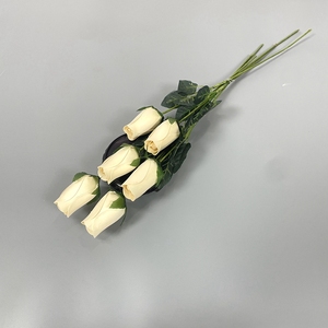 Cadeau de maison artisanat décoratif fait à la main couleurs vives fleurs sèches naturelles grand bouquet de bourgeons de roses en bois avec tige en fer - Product Image 4