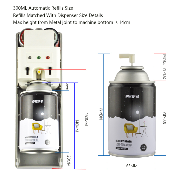 OEM Variété de Parfum Aérosol Recharge Aérosol Doseur Automatique Recharge Désodorisant Pour Chambre ou Toilette