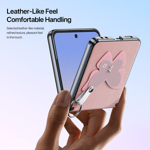 เคสโทรศัพท์หน้าจอพับได้สำหรับ ZFlip7, หนัง PU พร้อมห่วงและสายคล้อง, สไตล์สดใส, บานพับแม่เหล็ก, เคสโทรศัพท์แบบครอบคลุมเต็มรูปแบบ - Product Image 5