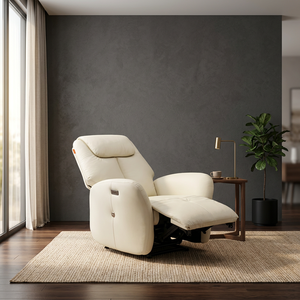 Sofá reclinable eléctrico moderno para sala de estar, con estructura metálica completa, tapizado en cuero, extensible. - Product Image 1